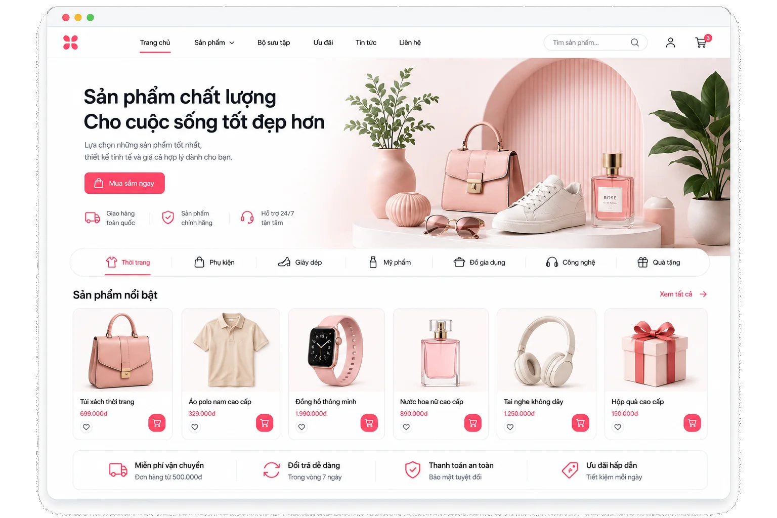 Minh hoạ giao diện website bán hàng trực tuyến