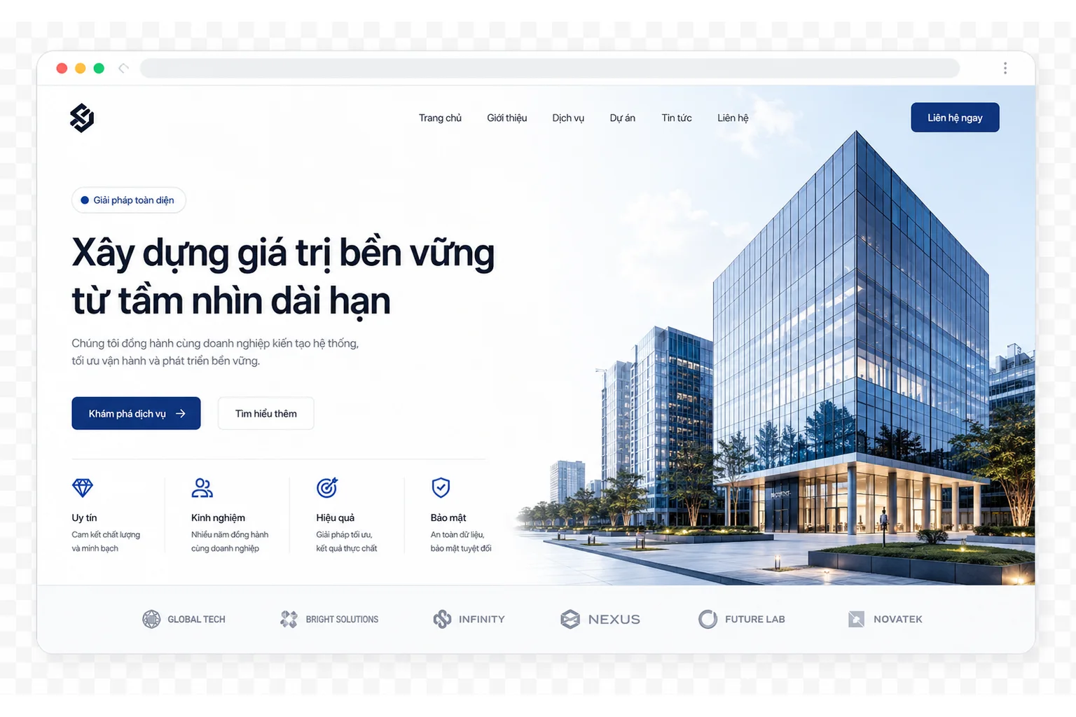 Minh hoạ giao diện website giới thiệu công ty