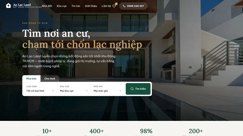Giao diện website An Lạc Land