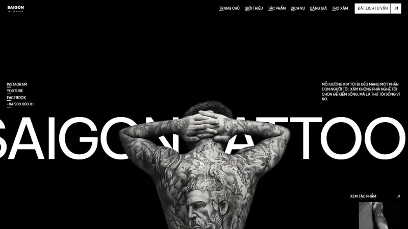 Giao diện website Saigon Tattoo Studio