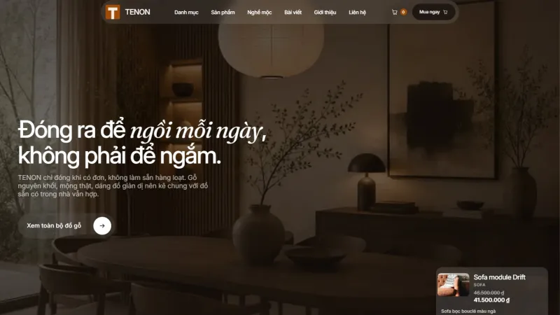 Giao diện website TENON