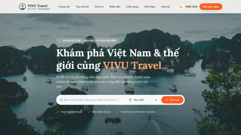 Giao diện website VIVU Travel