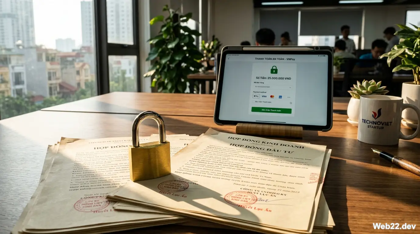 Hình ảnh mô phỏng chứng chỉ bảo mật SSL bảo vệ thông tin khách hàng trên website doanh nghiệp, giúp tăng uy tín thương hiệu cho các Startup Việt.