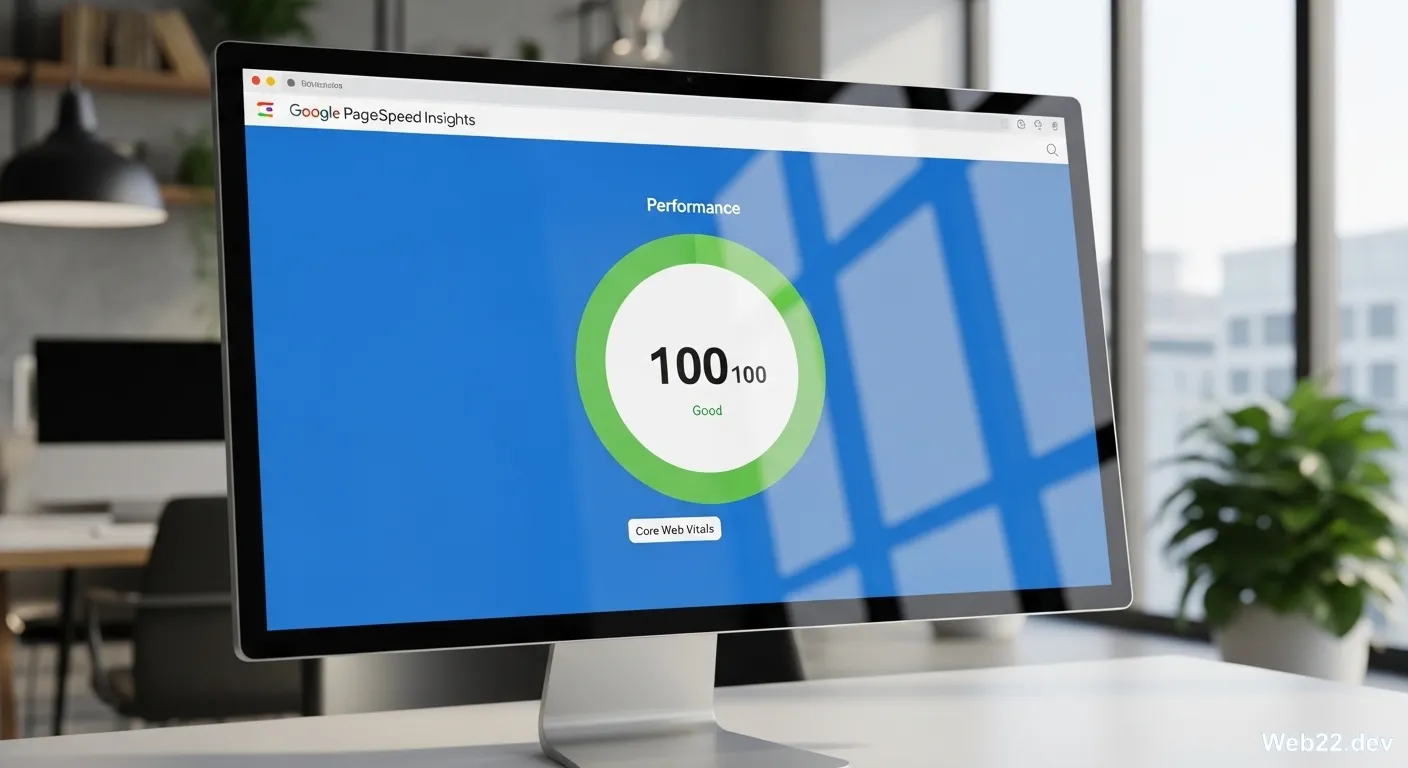 Biểu đồ Google PageSpeed Insights đạt điểm 100 xanh mướt cho một website chạy EmDash