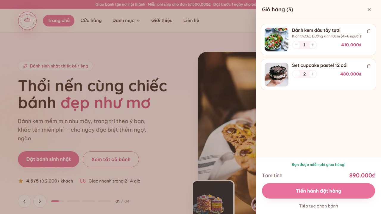 Giỏ hàng trượt của Mây Bakery