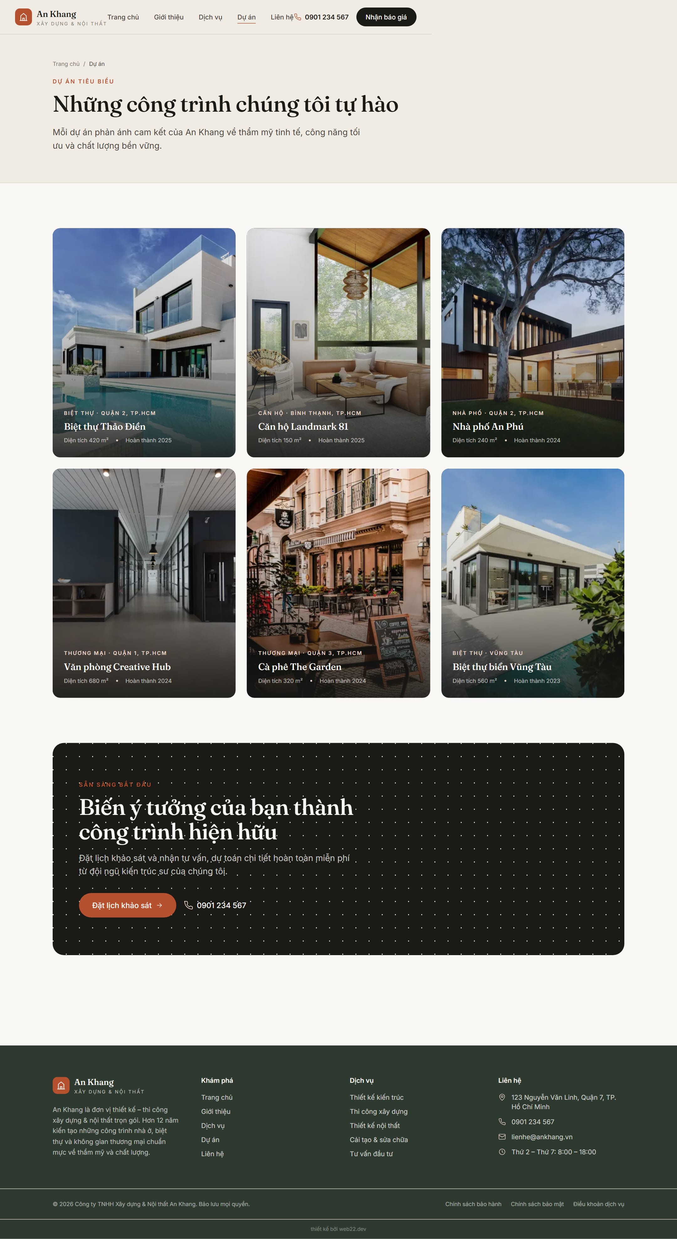 Trang dự án: gallery công trình phân loại