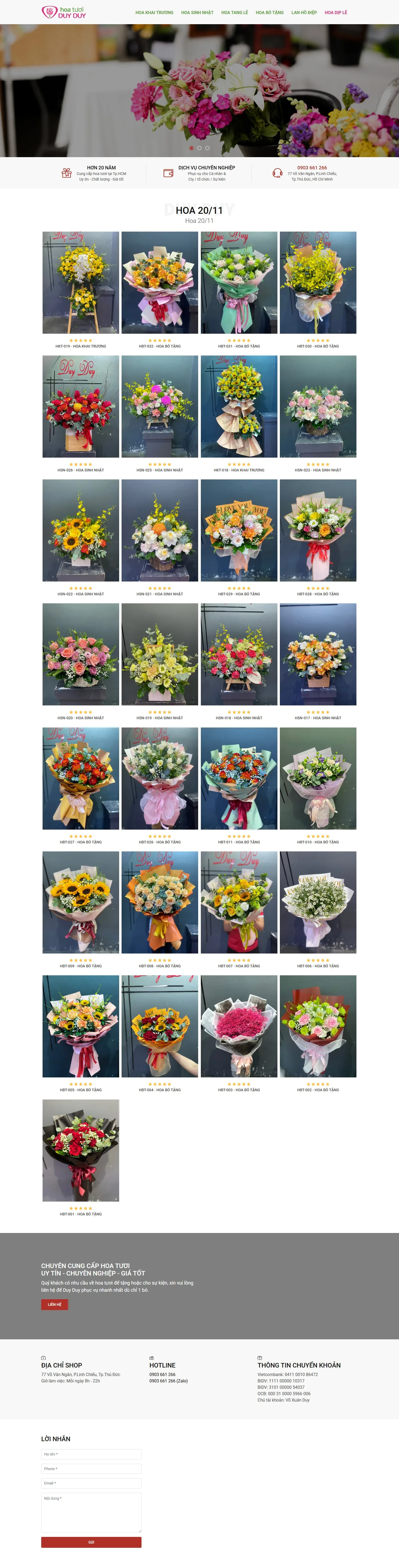 Danh mục hoa theo dịp lễ
