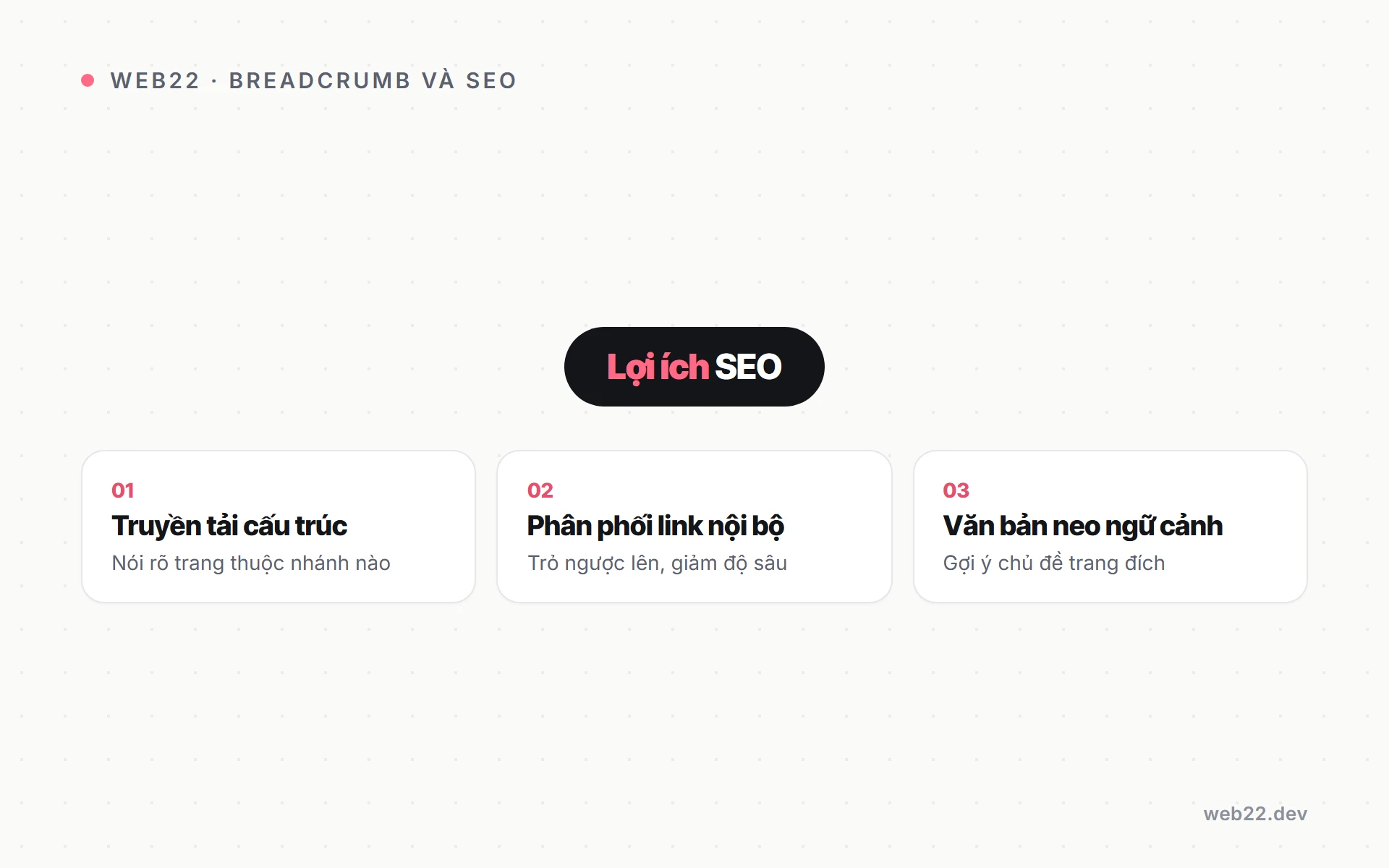 Ba giá trị SEO của breadcrumb cho cấu trúc và liên kết nội bộ