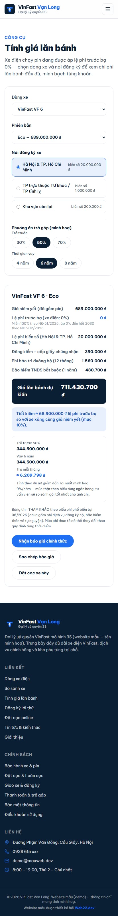 Giá lăn bánh trên điện thoại