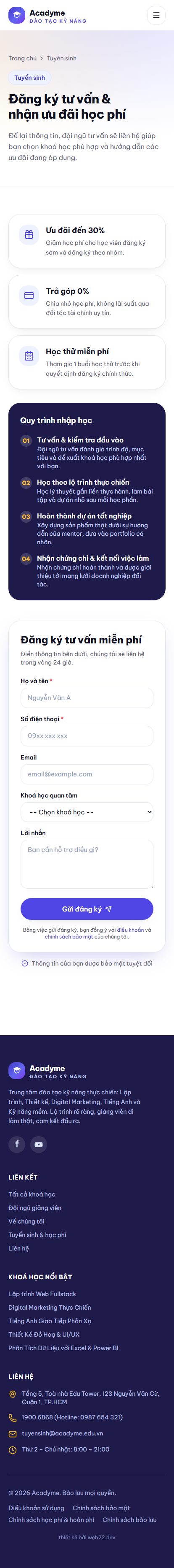 Tuyển sinh trên điện thoại