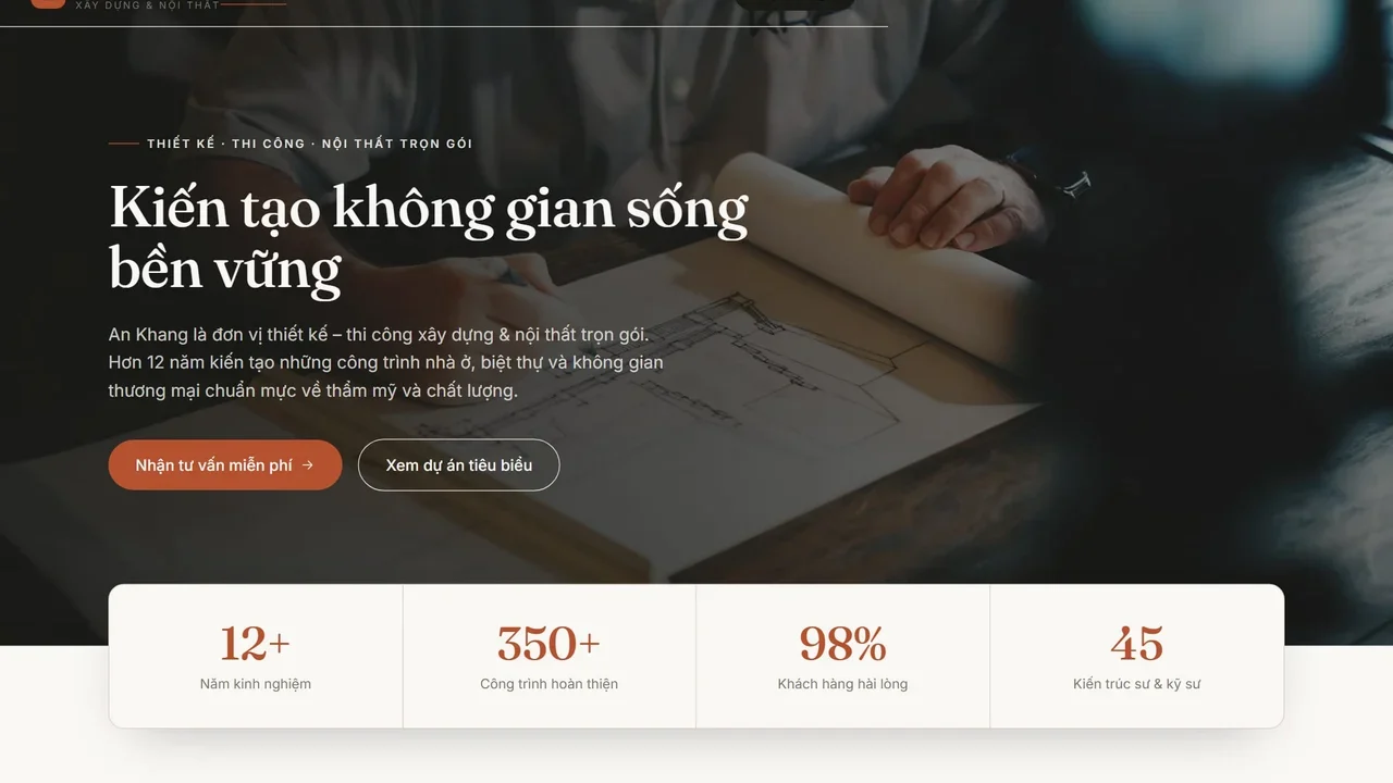 Thiết kế website chuẩn SEO để Google hiểu đúng, khách dễ dùng 7 Trang chủ bản mẫu An Khang do Web22 tự dựng