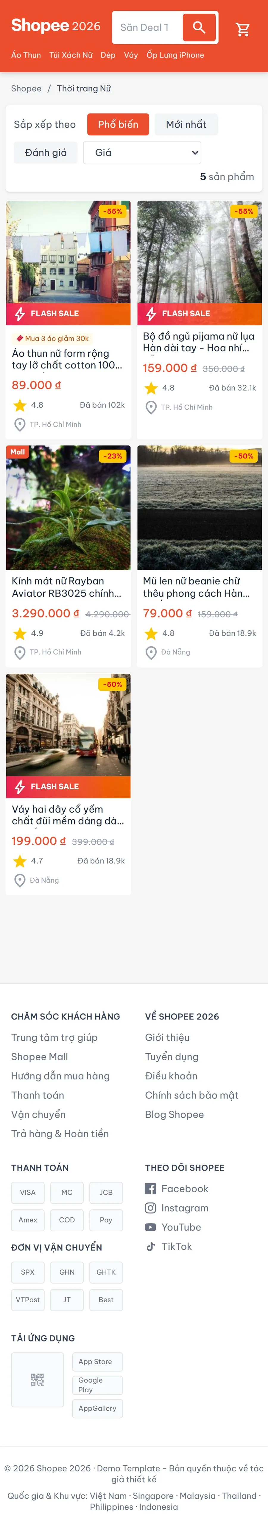 Cửa hàng & danh mục trên điện thoại