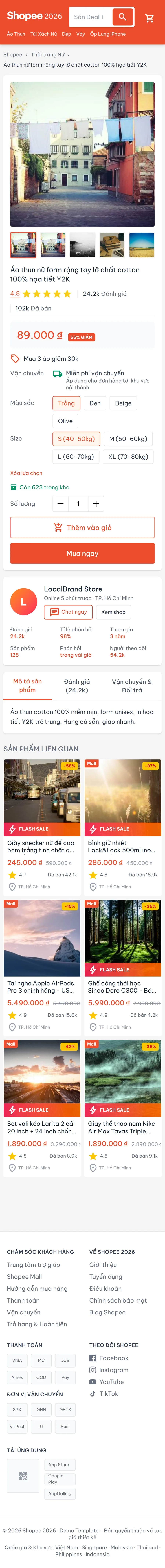 Trang sản phẩm trên điện thoại