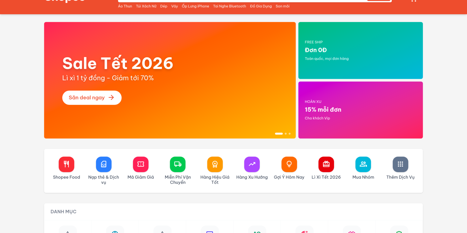 Shopee 2026 — bản dựng mẫu sàn TMĐT trên WordPress
