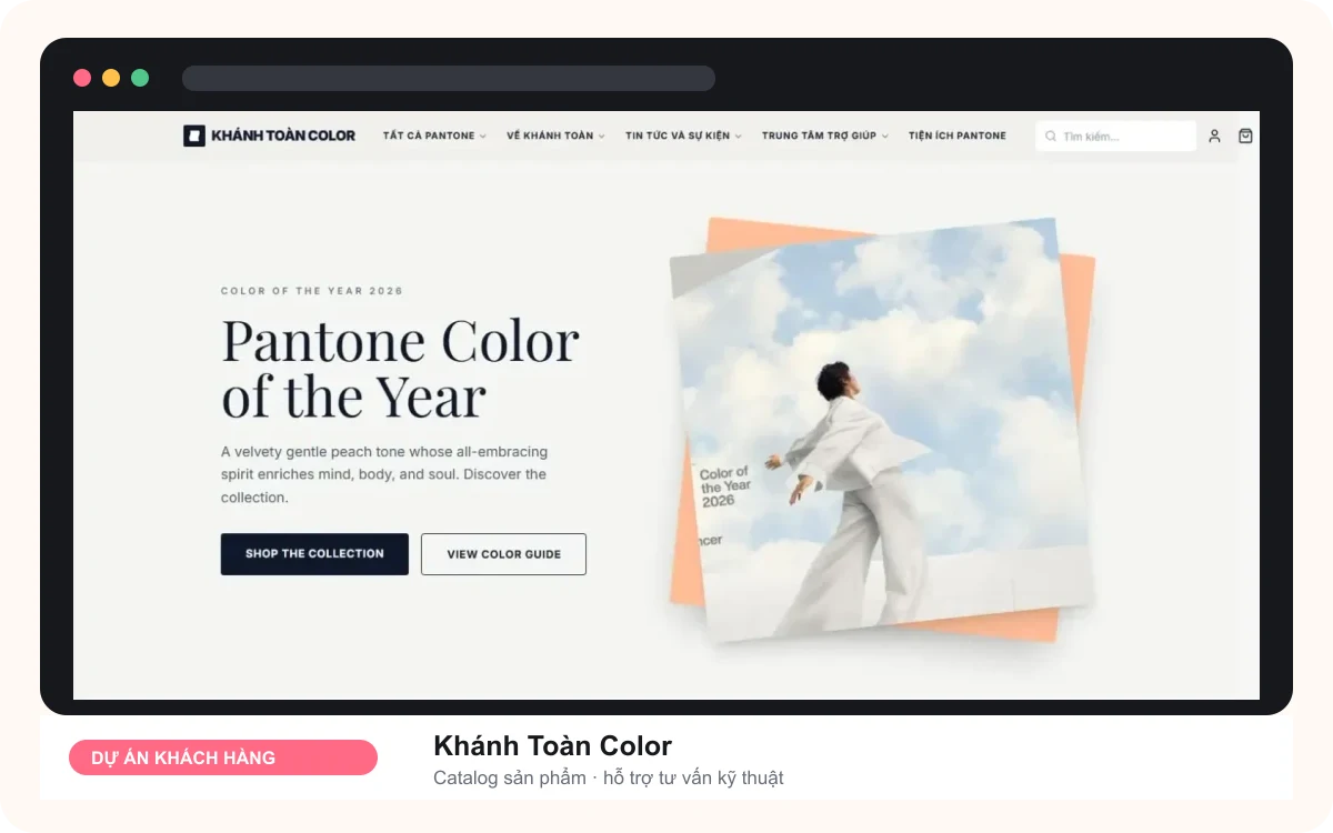 Thiết kế website để khách dễ tìm thông tin, bạn dễ quản trị và mở rộng 22 Giao diện website Khánh Toàn Color do Web22 thực hiện