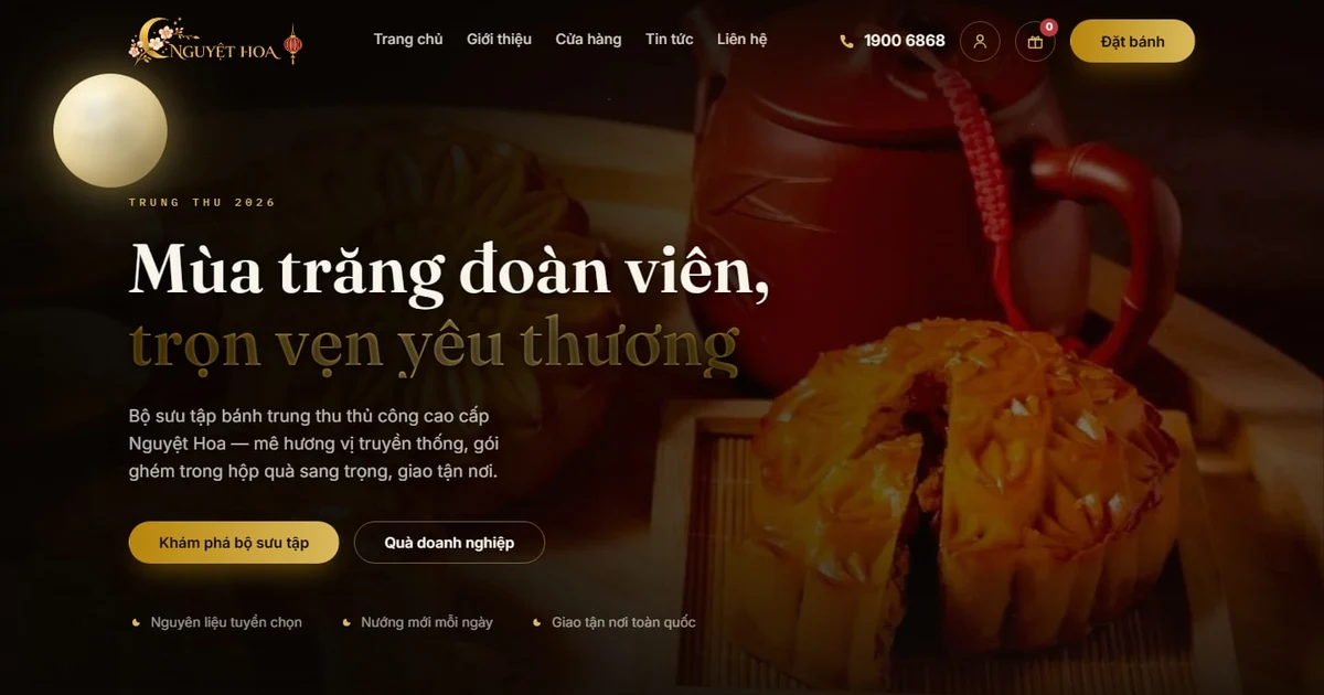 Nguyệt Hoa bản WordPress — bánh trung thu trên WooCommerce
