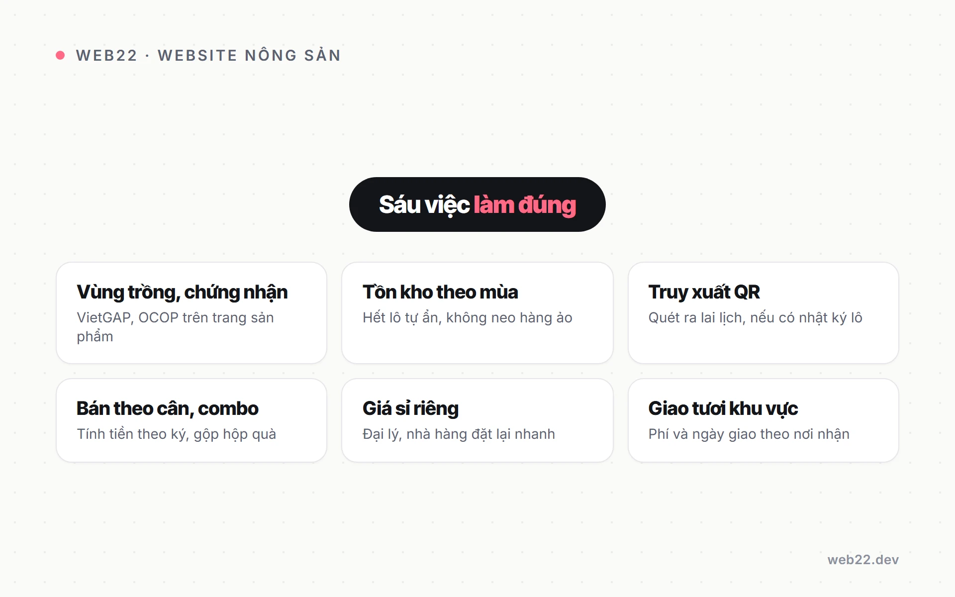 Sáu việc website nông sản cần làm đúng theo Web22