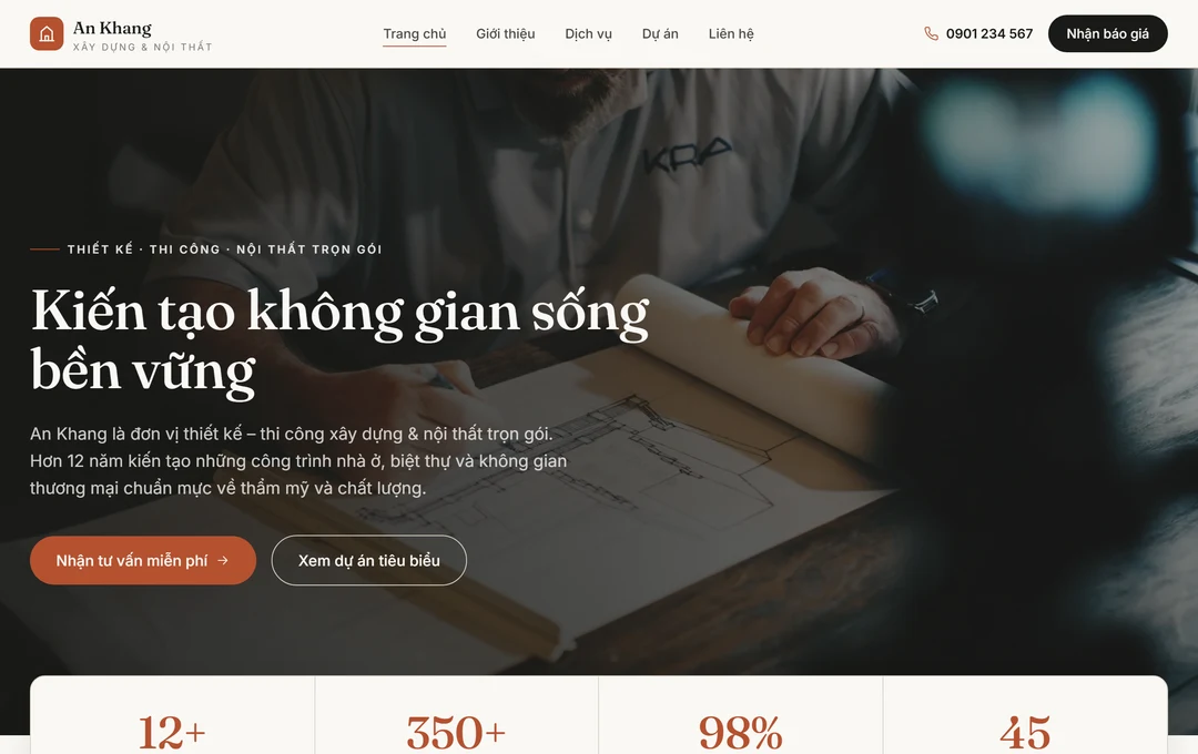 Ảnh chụp giao diện một website do Web22 thiết kế và bàn giao trọn bộ, hiển thị trên máy tính và điện thoại