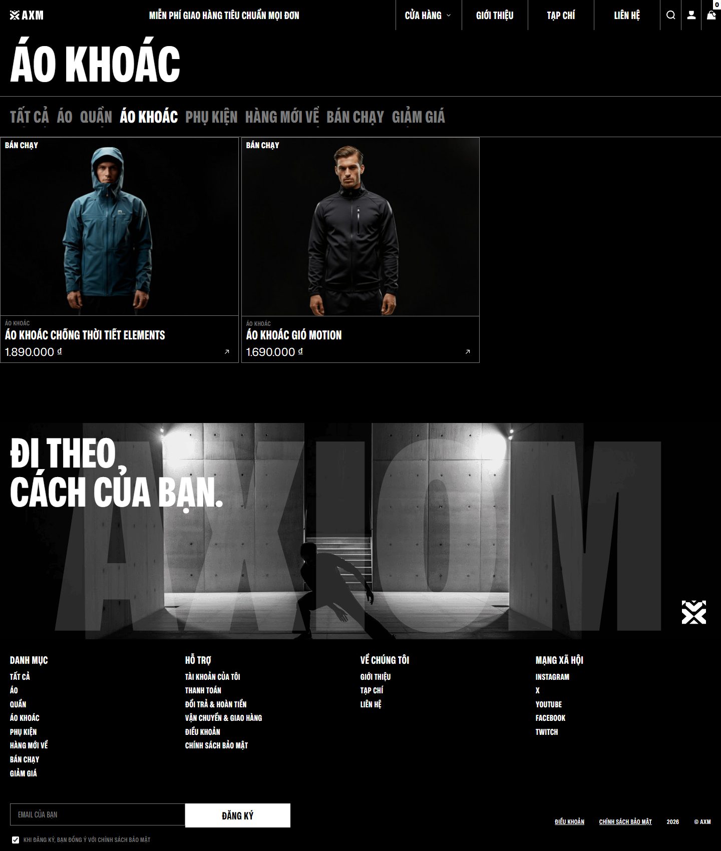 Trang nhóm hàng áo khoác của AXM