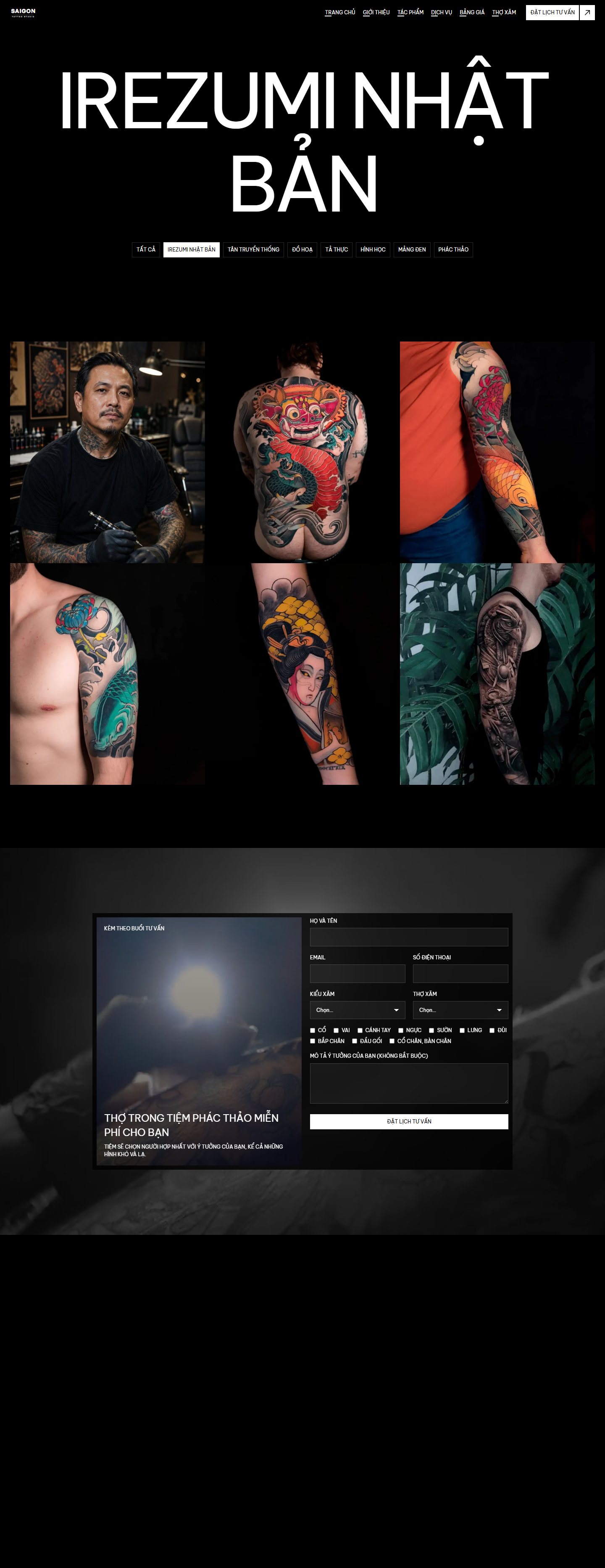 Trang lọc theo dòng xăm Irezumi Nhật Bản