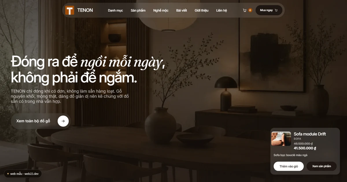 TENON — website nội thất gỗ nguyên khối đóng theo đơn