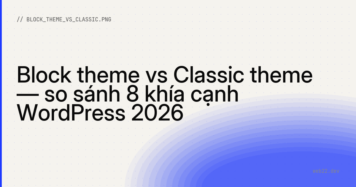 Block theme vs Classic theme — so sánh 8 khía cạnh WordPress 2026