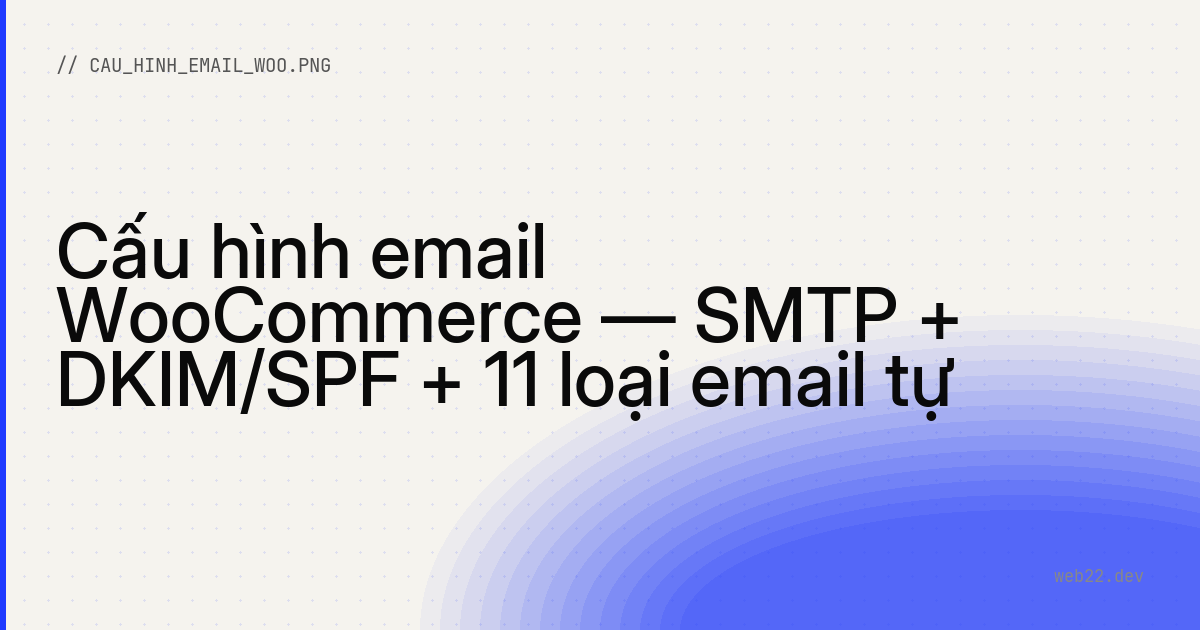 Cấu hình email WooCommerce — SMTP + DKIM/SPF + 11 loại email tự động