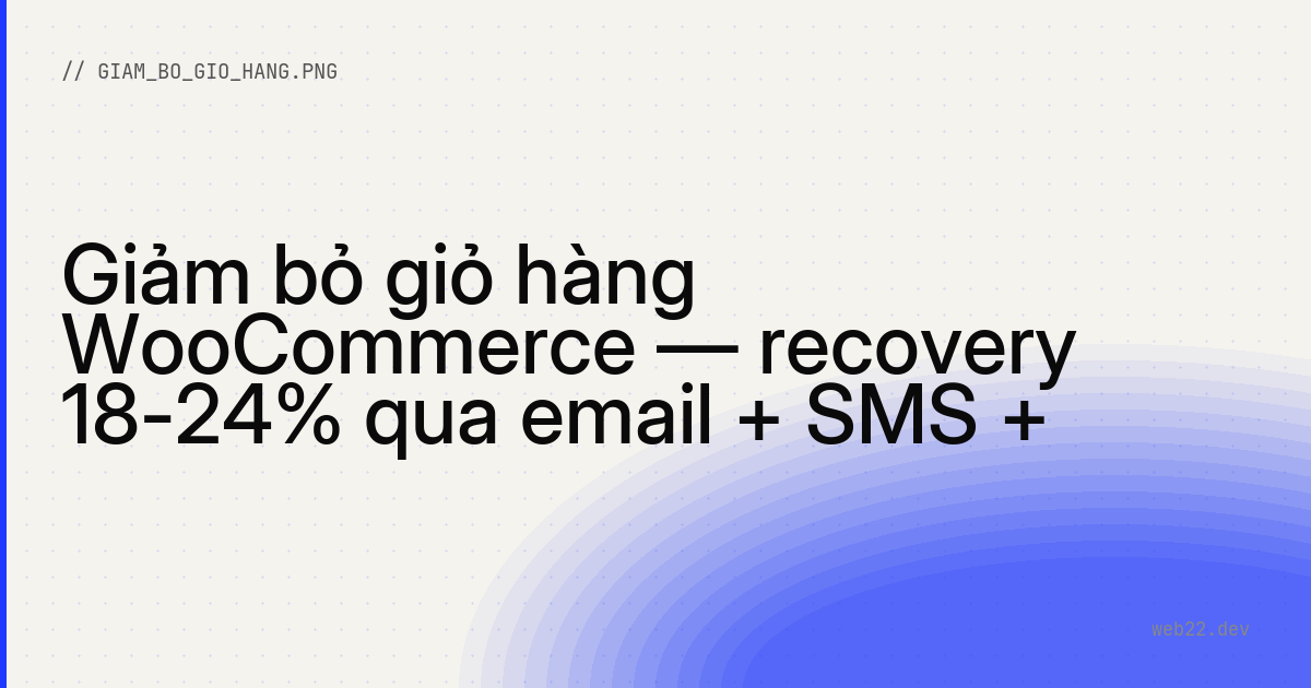 Giảm bỏ giỏ hàng WooCommerce — recovery 18-24% qua email + SMS + retargeting