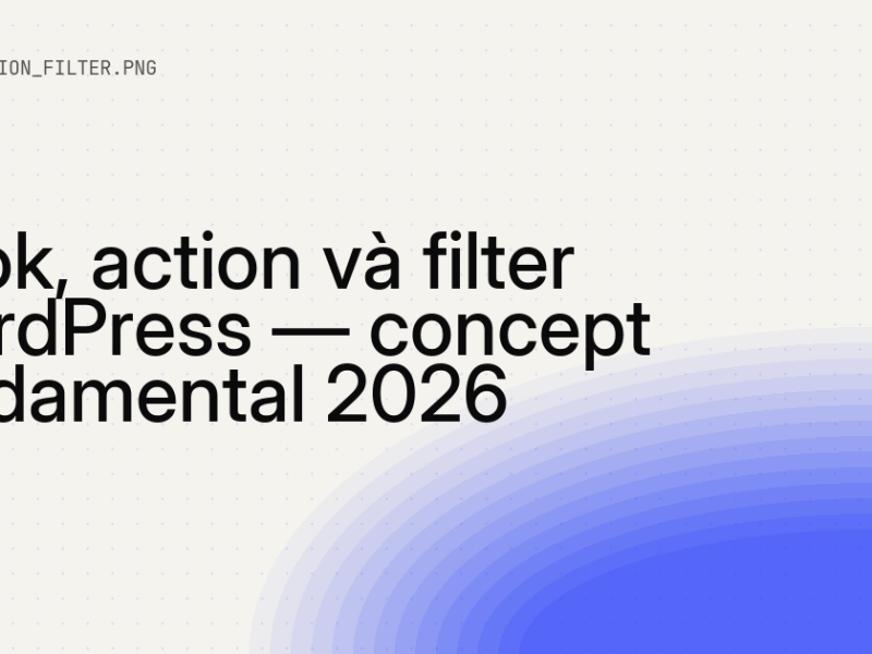 Hook, action và filter WordPress — concept fundamental 9 Hook, action và filter WordPress — concept fundamental 2026